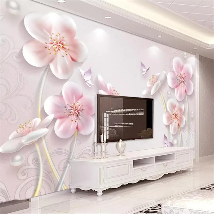 

beibehnag Custom wallpaper 3d photo murals stereo embossed plum modern minimalist European sofa background wall paper 3d mural
