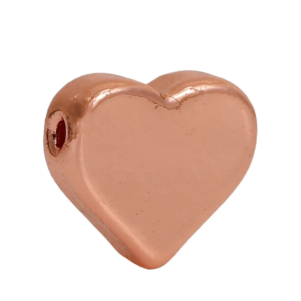

DoreenBeads Zinc Based Alloy Rose Gold Color Spacer Beads Heart Style DIY Components 11mm x 10mm, Hole: Approx 1.3mm, 5 PCs