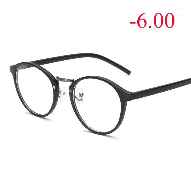 Мужские и женские очки для близорукости, ретро очки в пластиковой металлической оправе, оптические овальные диоптрийные очки-1,0-1,5-2,0-2,5-3,0-3,5-6,0 - Цвет оправы: Myopia 600