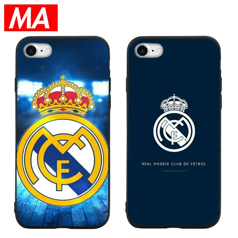 Ma Fussball Real Madrid Team Logo Telefon Fall Fur Iphone 7 8 Plus Xs Max Xr Fallen Fur Iphone X 8 7 6 6 S Plus 5 Se Weiche Tpu Abdeckung Half Wrapped Cases Aliexpress