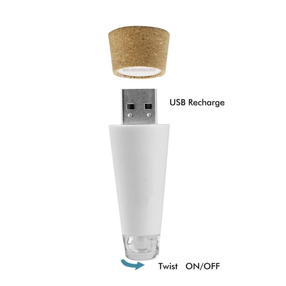 USB светодиодный светильник для пробковой бутылки, перезаряжаемая пробка для бутылки вина, лампа, романтическое украшение, ночник, светильник для рождественской вечеринки, праздников, пабов