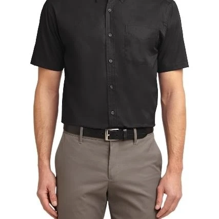 Port Authority S508 Mens Short Sleeve Easy Care Shirt Black & Light Stone - Extra Large (1)
