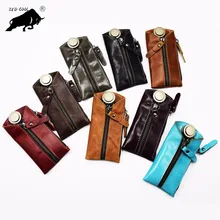 ZYD-COOL 5+ 1, винтажный женский чехол для ключей из коровьей кожи на молнии, мужской держатель для ключей, ключница, органайзер для ключей, держатель для карт, брелок