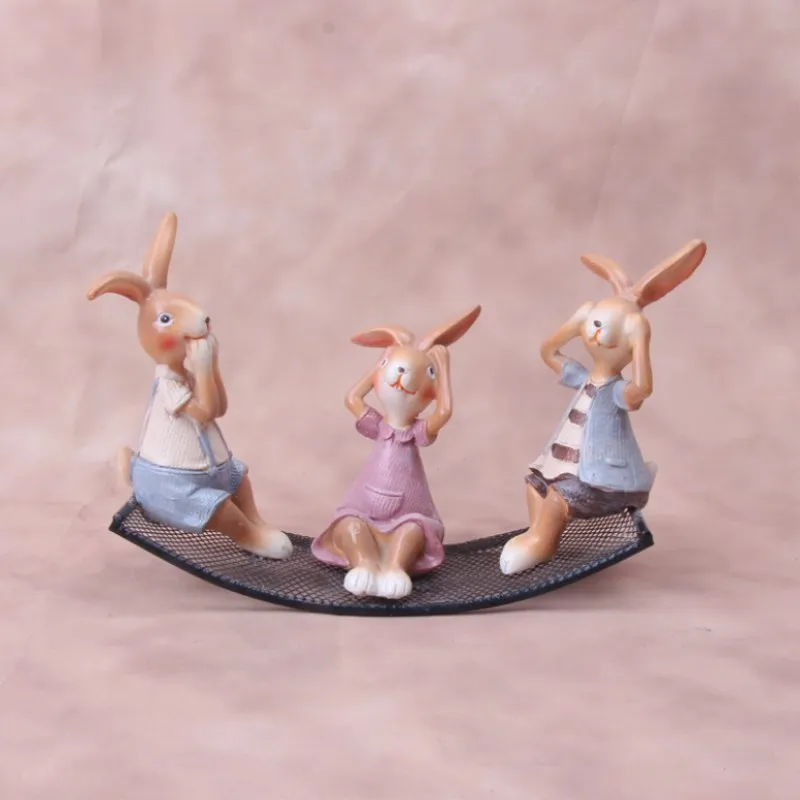 

Home Decoration Creative Resin Crafts Wrought Iron Bunny Furnishings Living Room Study Decorations Gift
