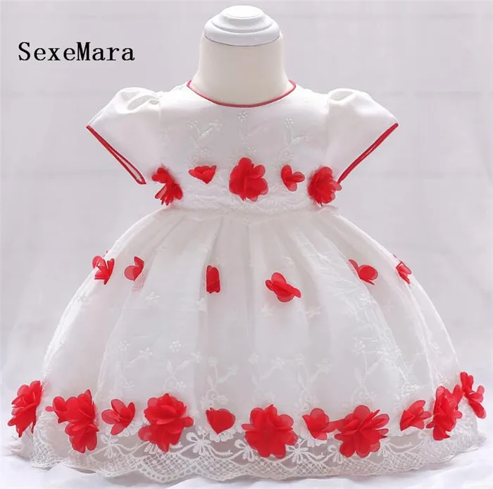 

Real Picture Flower Baby Girl clothes Baptism dresses girls summer Newborn Baby 1 Year Birthday Dress For Girls Christmas Dress