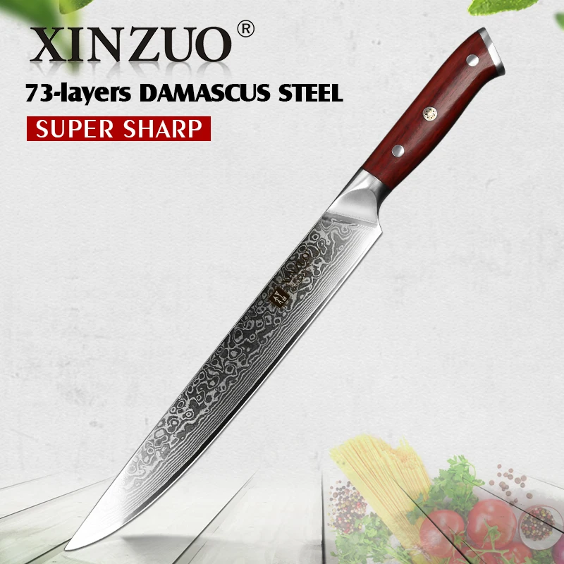 XINZUO 10 ''нож для нарезки дамасских кухонных ножей японский vg10 стальной нож для резки суши инструменты для приготовления пищи с ручкой из розового дерева