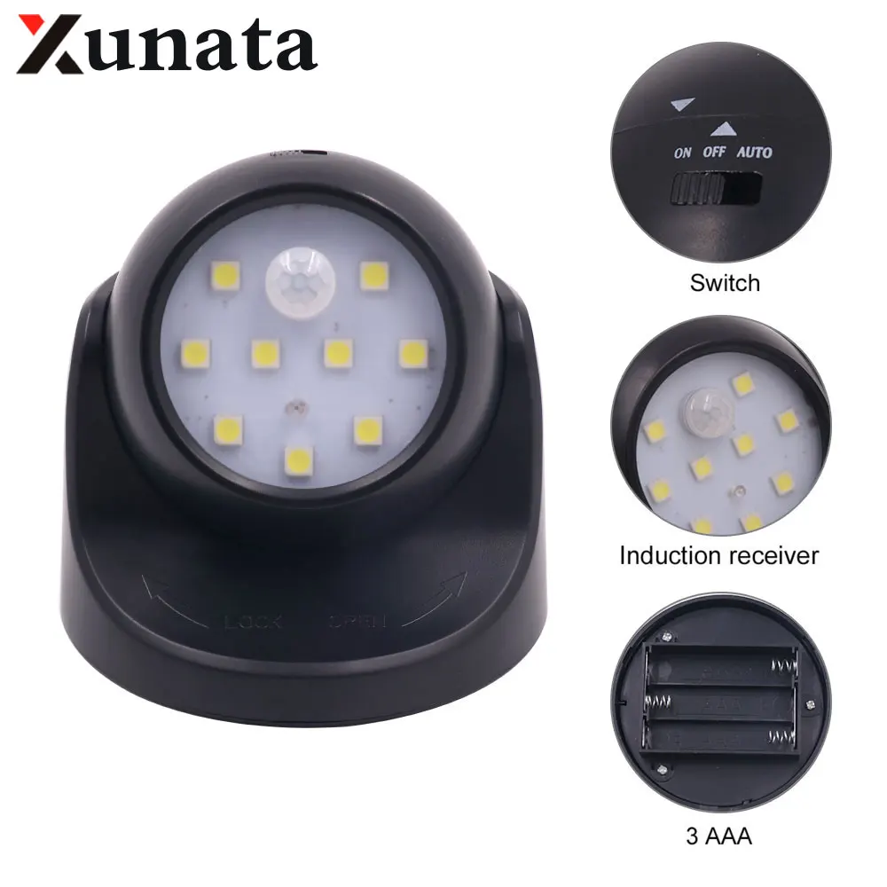 

LED Spotlight White Light 360 Degree Rotation LED Double Induction Sensor Switch Led Floodlight for Corridor Foco Led Exterior