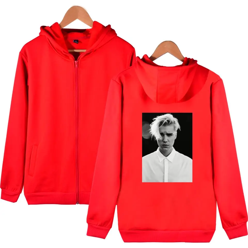Justin Bieber Zipper Hoodies With Cap Men/Women Fashion Style Hoodies Kpop Sweatshirt Long XXXXL Plus Size Justin Bieber