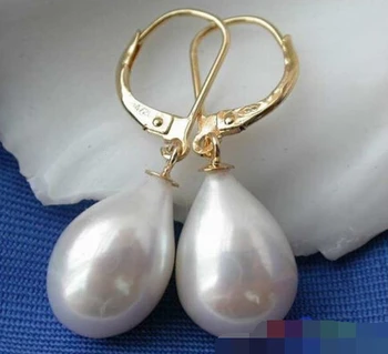

free shipping 00248 WHITE DRIP FRESHWATER CULTURED PEARL DANGLE EARRING