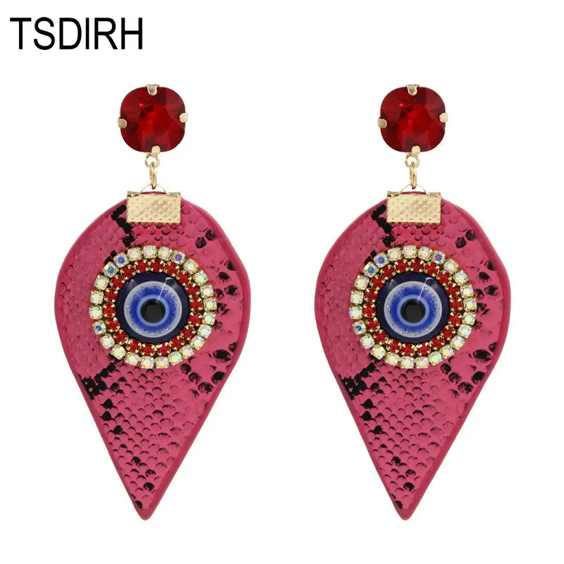 

TSDlRH Oorbellen eyes Leather Earrings Crystal Drop Earrings For Women Earrings New Fashion Temperament Jewelry Boho