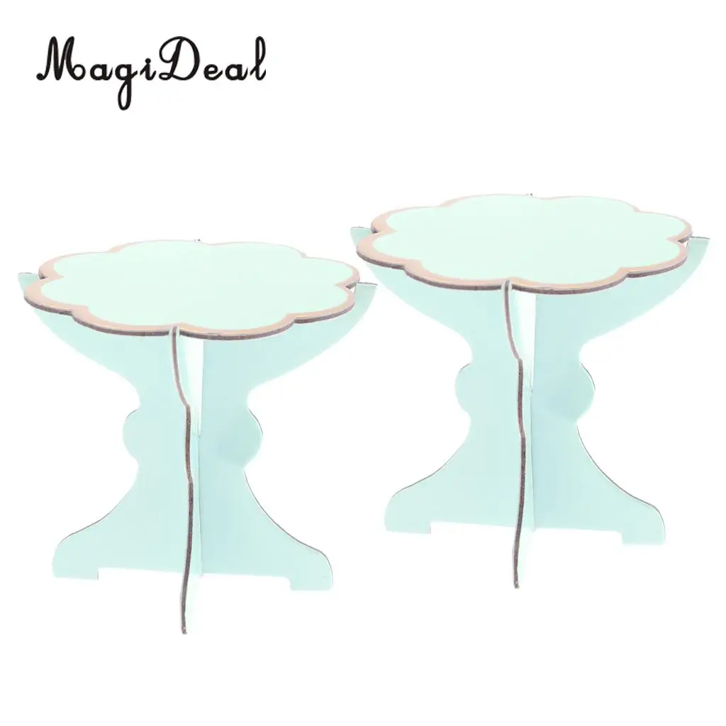 MagiDeal Pack of 4 Disposable Cake Display Stand Dessert Cupcake Holder Tray Wedding Birthday Party Decor Blue+Yellow