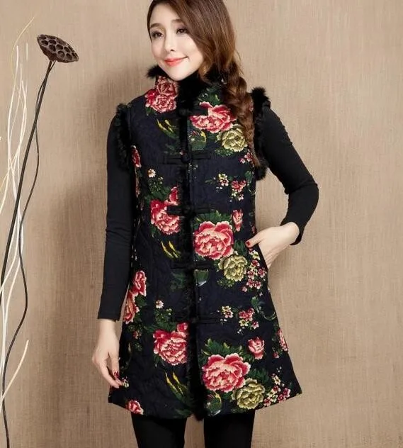2XL-5XL Горячая весна женский модный хлопок и лен вышитый воротник Кнопка Ma3 Jia3 китайский стиль куртка