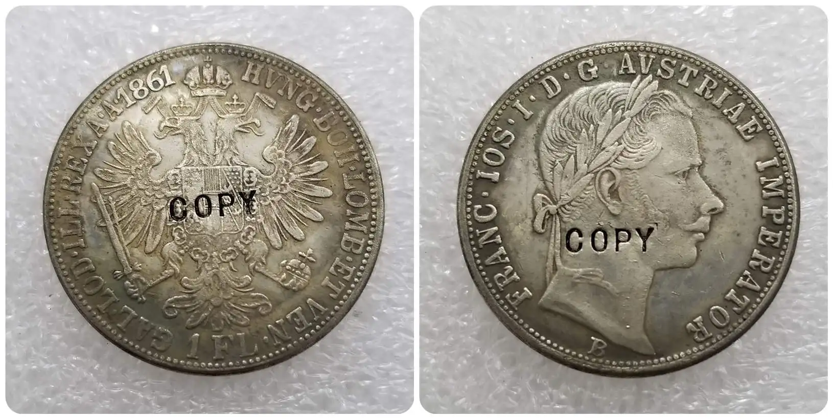 1857-1865 АВСТРИЯ Флорин копии монет - Цвет: 1861