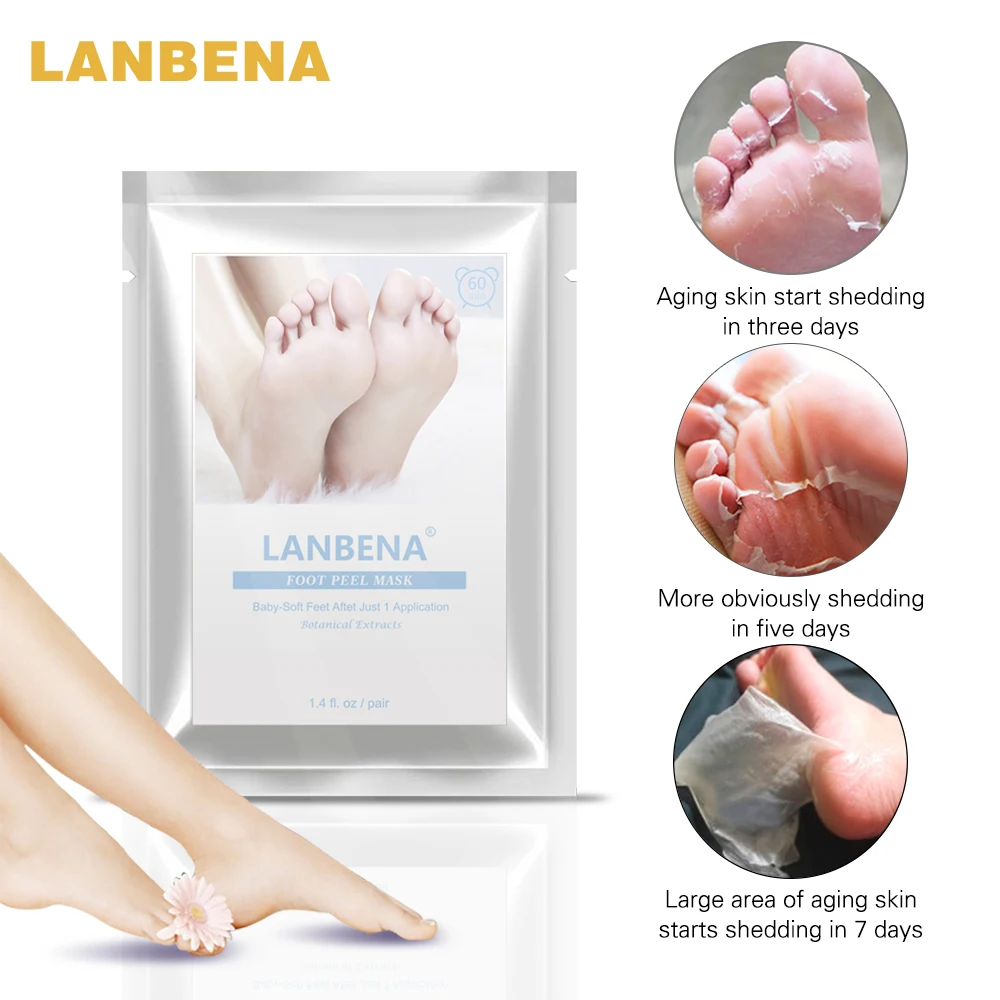 

LANBENA Exfoliating Foot Peel Mask Only Need One Pair Remove Dead Skin Thoroughly in 2-7 Days Foot Mask Peeling Cuticles Heel