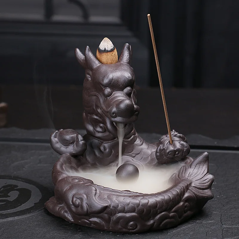 Ceramic Dragon Backflow Incense Burner Backflow Cone Stick Incense