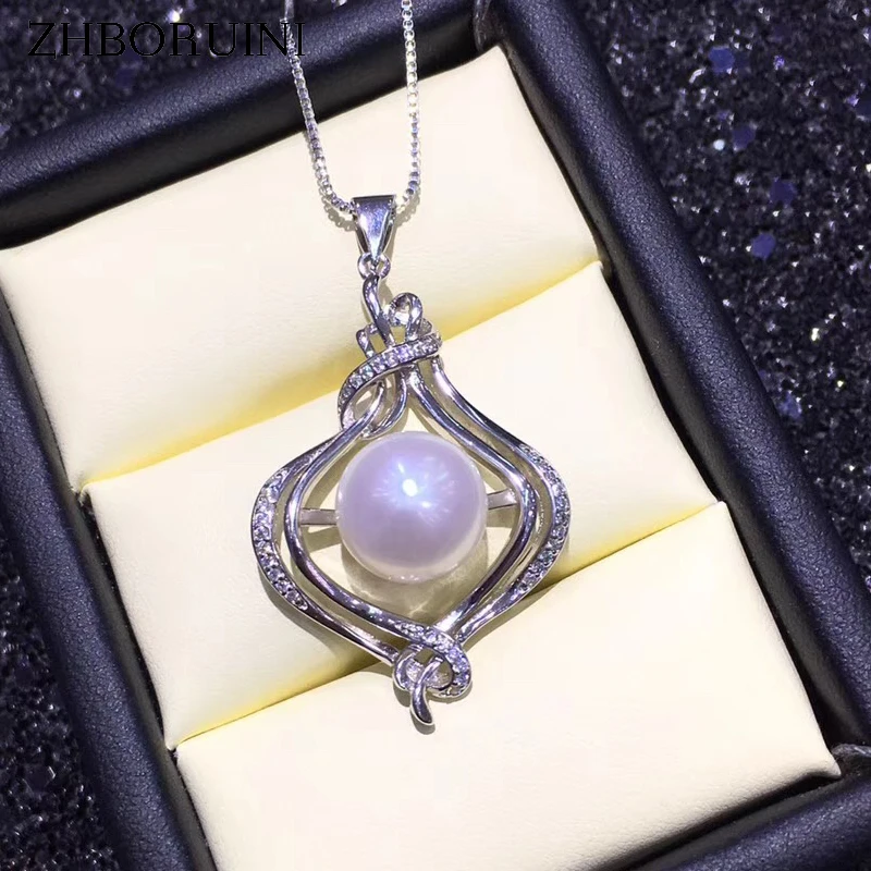 

ZHBORUINI 2019 Top Quality Pearl Jewelry 925 Sterling Silver Jewelry For Women Simple Necklace Freshwater Pearl Pendant Chain