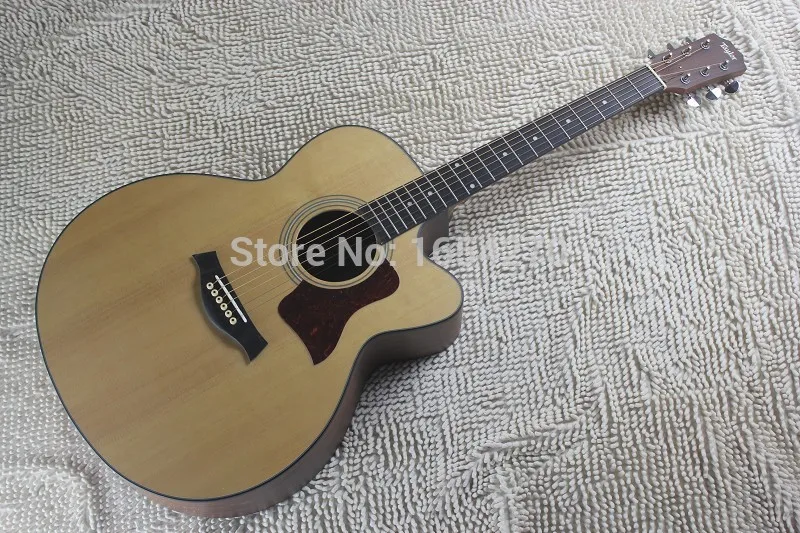 

Free shipping high quality Ebony fingerboard solid real shell Mosaic acoustic guitar 140401