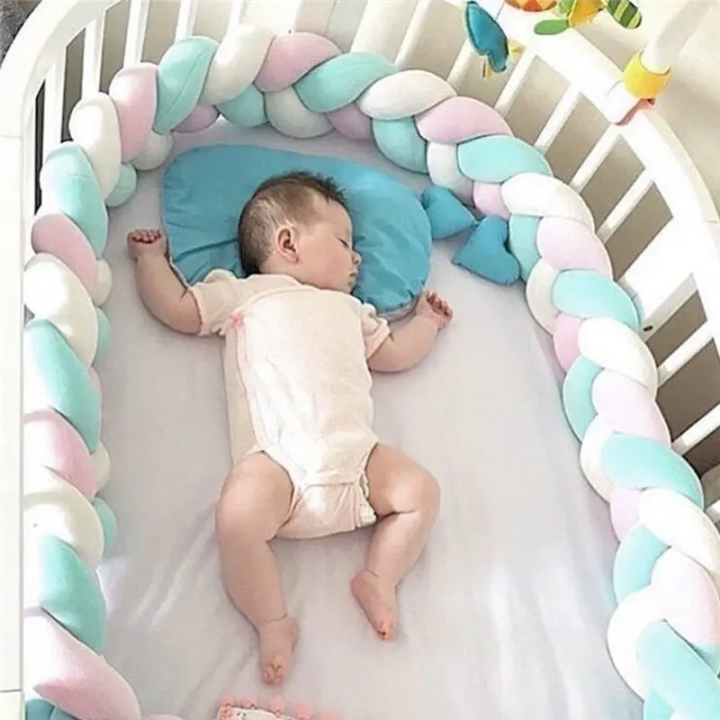 

1M /2M Decorative Soft Knot Pillow Braided Crib Bumper Kids Christmas GiftBedding Cushion Knot Pillow Beanies Baby Colorful