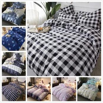 

Simple Plaid Duvet Cover 3/4 pcs Bedding Set Adult Kids Child Bed Linen Single Twin Queen King Size Quilt Comforter Pillow Case