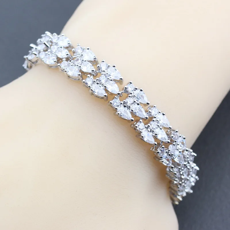

A Brillant White Zircon 925 Sterling Silver Link Bracelet Party Fashion Wedding Jewelry For Women Free Jewelry Box B41