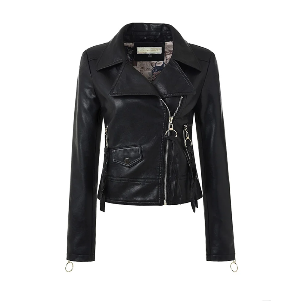 Gothic PU Motorcycle Coats For Women Long Sleeve Winter