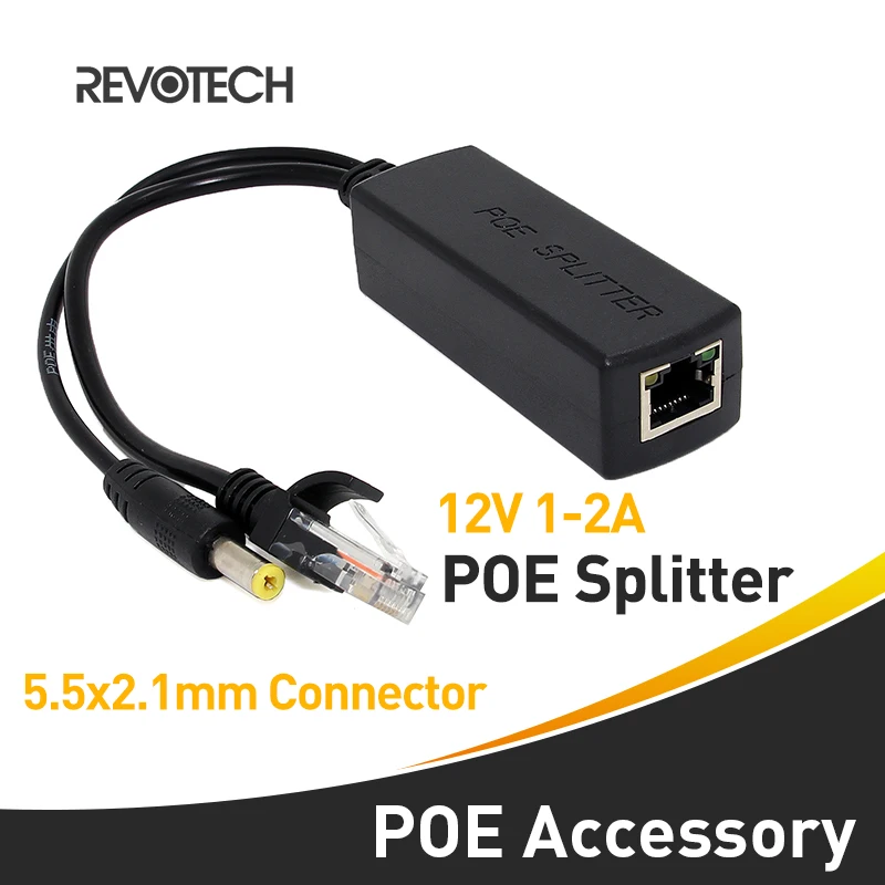 

10/100M PoE Splitter with IEEE 802.3af Standard & 12V 1A Output Power over Ethernet for IP Camera 5.5x2.1mm Connector