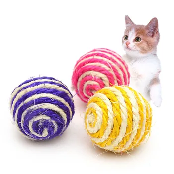 

Pet Cat Toy Sisal Ball Kitten Teaser Playing Chew Scratch Catch Toy