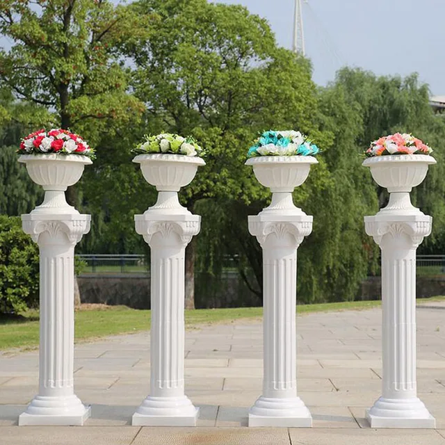 6pcs/set Wedding Plastic Roman Pillars+Flower Pots Aisle Road leads Casamento Column Photography