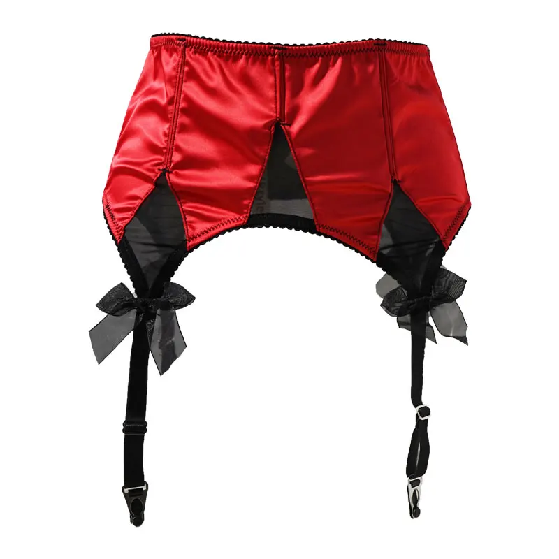 Red Satin Mesh Bow Fishbones Metal Buckles 4 Wide Straps Women/Female/Lady Sexy Garter Belts for stockings Suspender Belt S511R Red Satin Mesh Bow Fishbones Metal Buckles 4 Wide Straps Women/Female/Lady Sexy Garter Belts for stockings Suspender Belt S511R