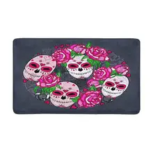 Сахарный череп и розовые розы внутренний входной ковер коврики для обуви Скребок дверной коврик