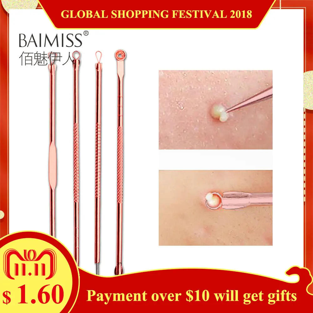 4PCS Rose Gold Acne Removal Needle Pimple Needle Blackhead Remover Acne