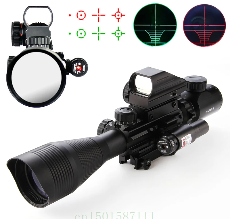 

Riflescopes Hunting scopes 4-12X50 EG Tactical Rifle Scope & Holographic 4 Reticle Sight & Red Laser