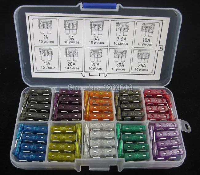 100pcs Assorted Auto Car Standard Blade Fuse 2A 3A 5A 7.5A 10A 15A 20A 25A 30A 35A AMP Vehicle Truck | Обустройство дома