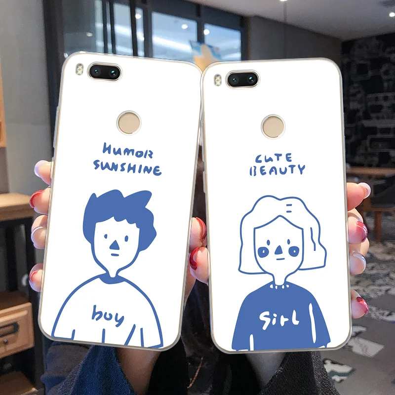 

Couple Phone Case For Xiaomi Mi Play 8 9 SE Lite A1 A2 5X 6X Mix 2s 3 Soft TPU Cover for Redmi Go Note 5A 4X 4 5 Plus 6 6A 7 S2
