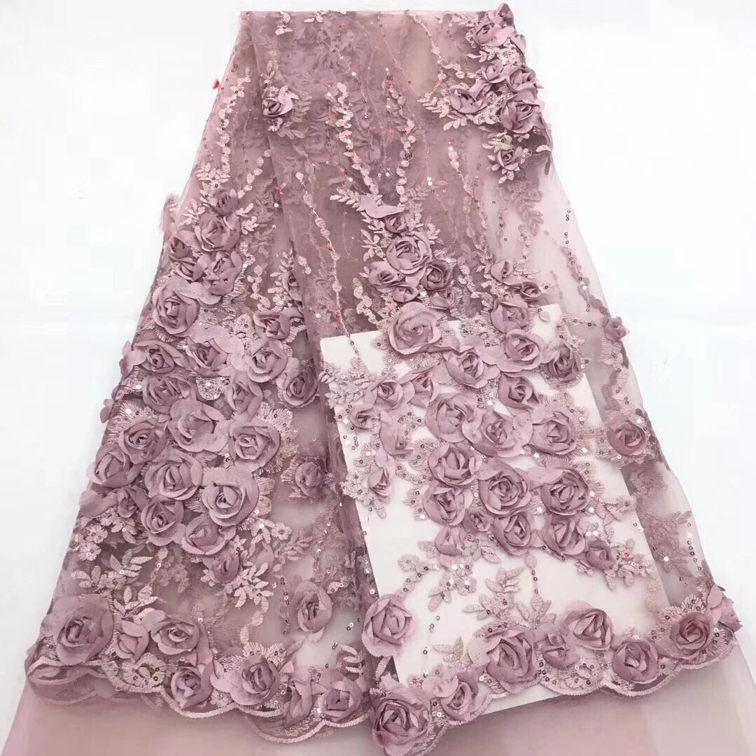 Фиолетовый свадебный нигерийский Свадебный кружевной материал 3D кружевная ткань высокого качества с блестками африканская кружевная ткань на продажу кружевная ткань LCD990B