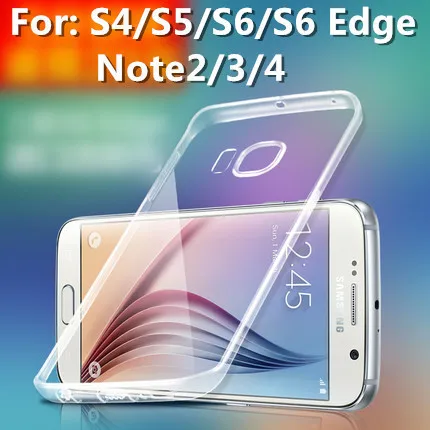 

Ultrathin Protective Case Cover For Samsung Galaxy S4 S5 S6 Edge Note2 Note3 Note4 Ultraslim Transparent Silicon Cellphone Cases