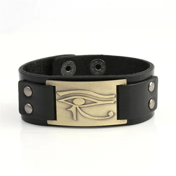 

Viking Charm Leather Bracelets Eye Of Horus Egyptian Myths Isis Adjustable Leather Bracelets Bangles For Men Gift