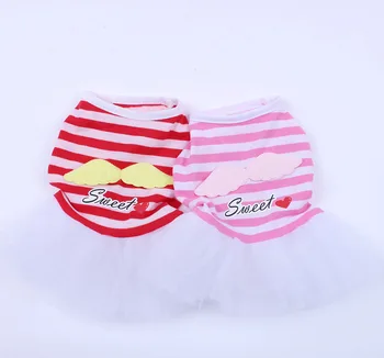 

Girl Dog Cat Dress Shirt Striped Angel Design Pet Puppy Skirt Clothes Apparel 2 Colours 5 sizes