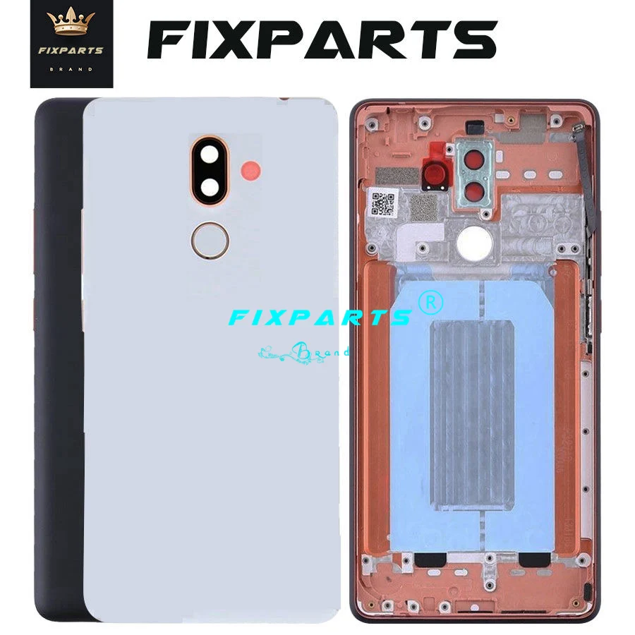 Original New For Nokia 7 Plus Back Cover Battery Cover Metal Rear Housing Door Case with side button and camera glass  (8)