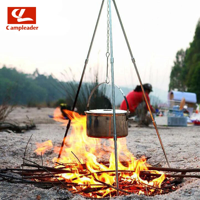 Campleader libre desmontaje telescópica diseño barbacoa al aire libre Camping trípode estabilizador de utensilios de cocina Camping Picnic herramientas CL013