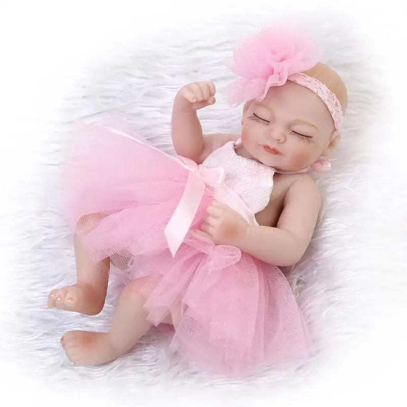 25cm Full silicone reborn baby dolls font b toy b font mini newborn girl bibies collectable