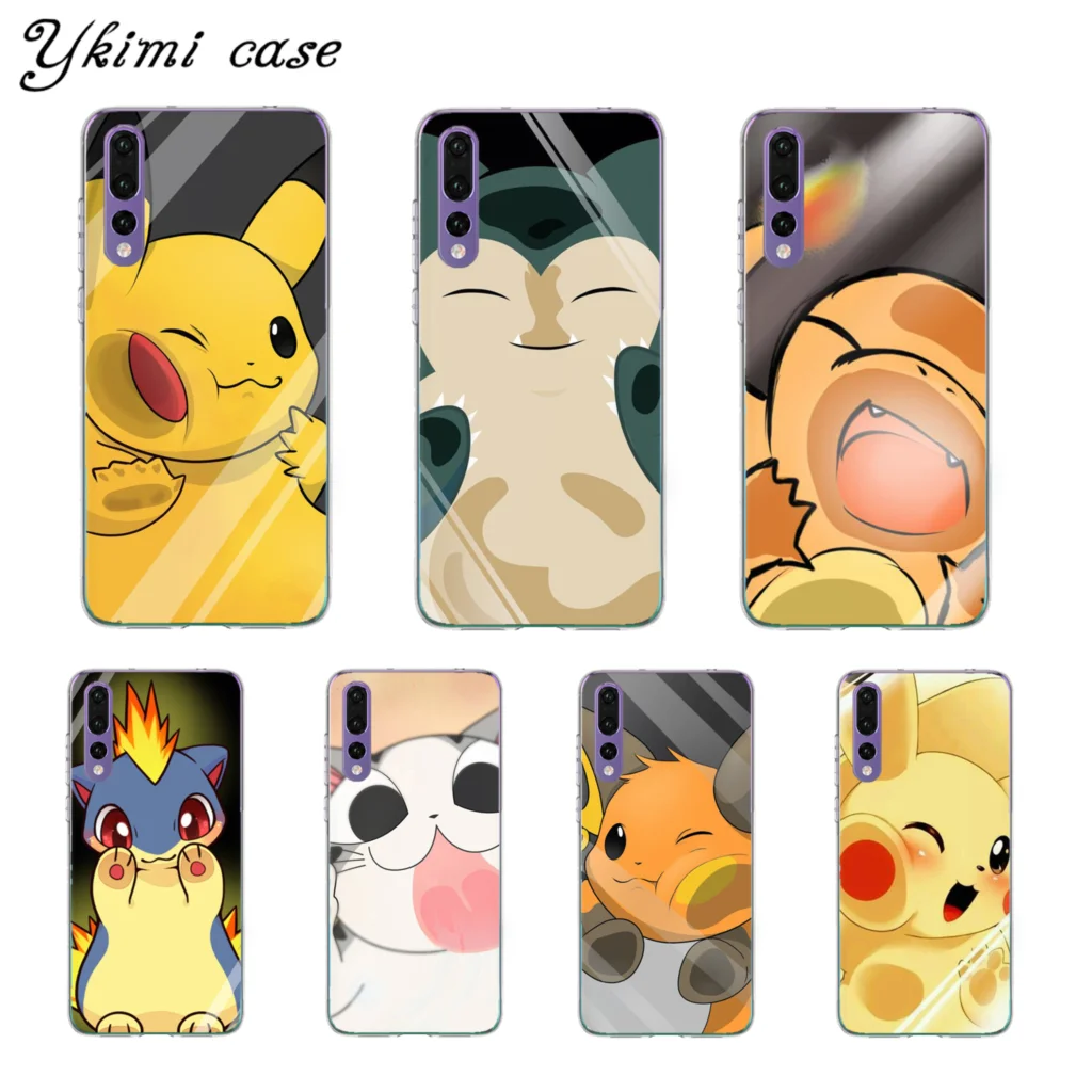 

Ykimi Case Transparent Soft TPU Silicone Pokemon face hits the glass Cover For Huawei P8 P9 P20 Lite 2017 P20 Pro Case