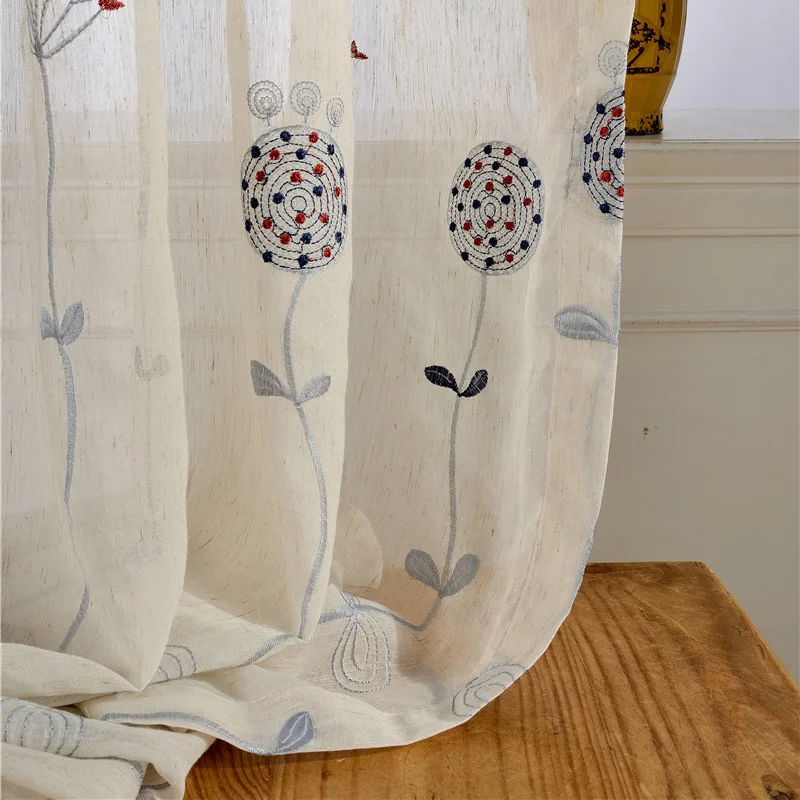 

Factory Direct Sale Curtains for Living Room Bedroom Modern Pastoral Children's Room Curtain Embroidered Window Yarn Fabric