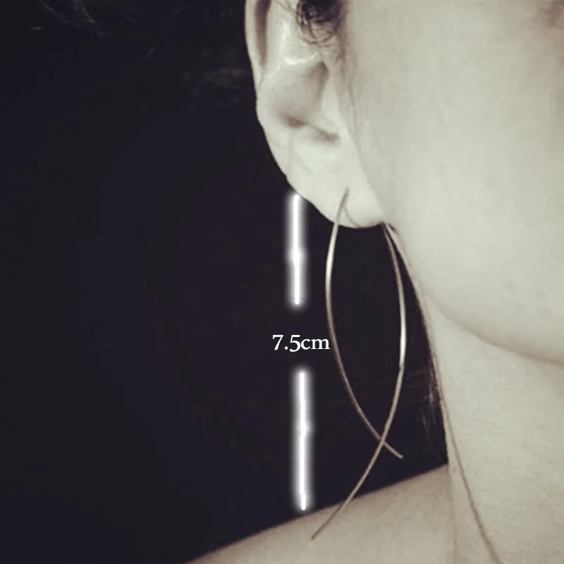 E019 One Pair New Fashion Gold- Big Hoop Earring Vintage Punk Cross Long Hoop Earring for Women Hot Sale Jewelry Wholesale - Image 5