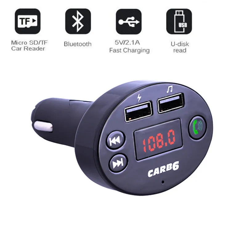 

Car Kit Audio MP3 Player Bluetooth FM Transmitter Handsfree Modulator Dual USB Charging 2.1A Support TF card 30OT25