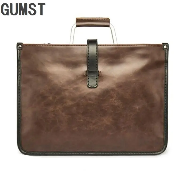 

Metal Handle Leather Briefcase Men Bag Business Handbag bolso hombre Male Laptop Shoulder Bags Tote Natural Skin Men Briefcase