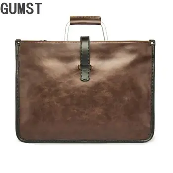 

Metal Handle Leather Briefcase Men Bag Business Handbag bolso hombre Male Laptop Shoulder Bags Tote Natural Skin Men Briefcase