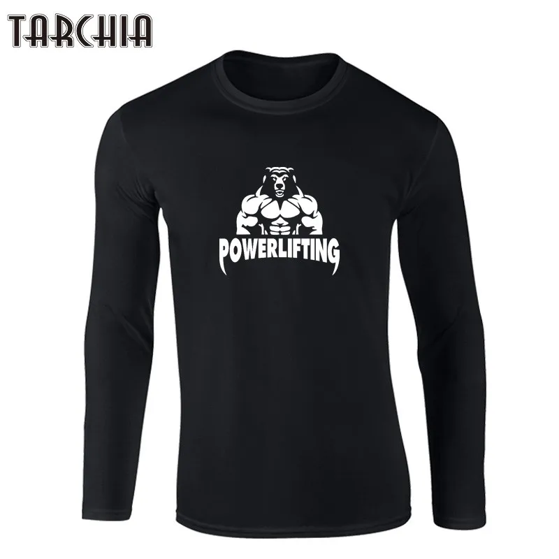 

TARCHIA Powerlifters Men's T-Shirt Quality T Shirts Men Print Long Sleeve O Neck Tshirt Mens Shirts Short Sleeve Trend Clothing