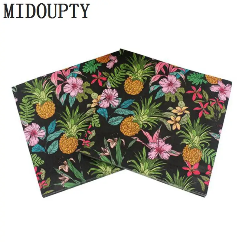 

20pcs/set Pineapple Paper Napkins Print Beverage Butterfly Festive & Party Tissue Decoupage DIY 33*33cm