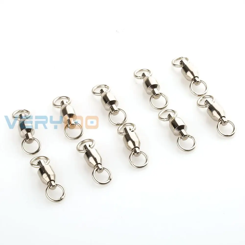 

Lot 0/1/2/3/4/5/6/7/8/10# Connectors Heavy Duty Ball Bearing Swivel Solid Rings Sea Fishing Accessories Silver